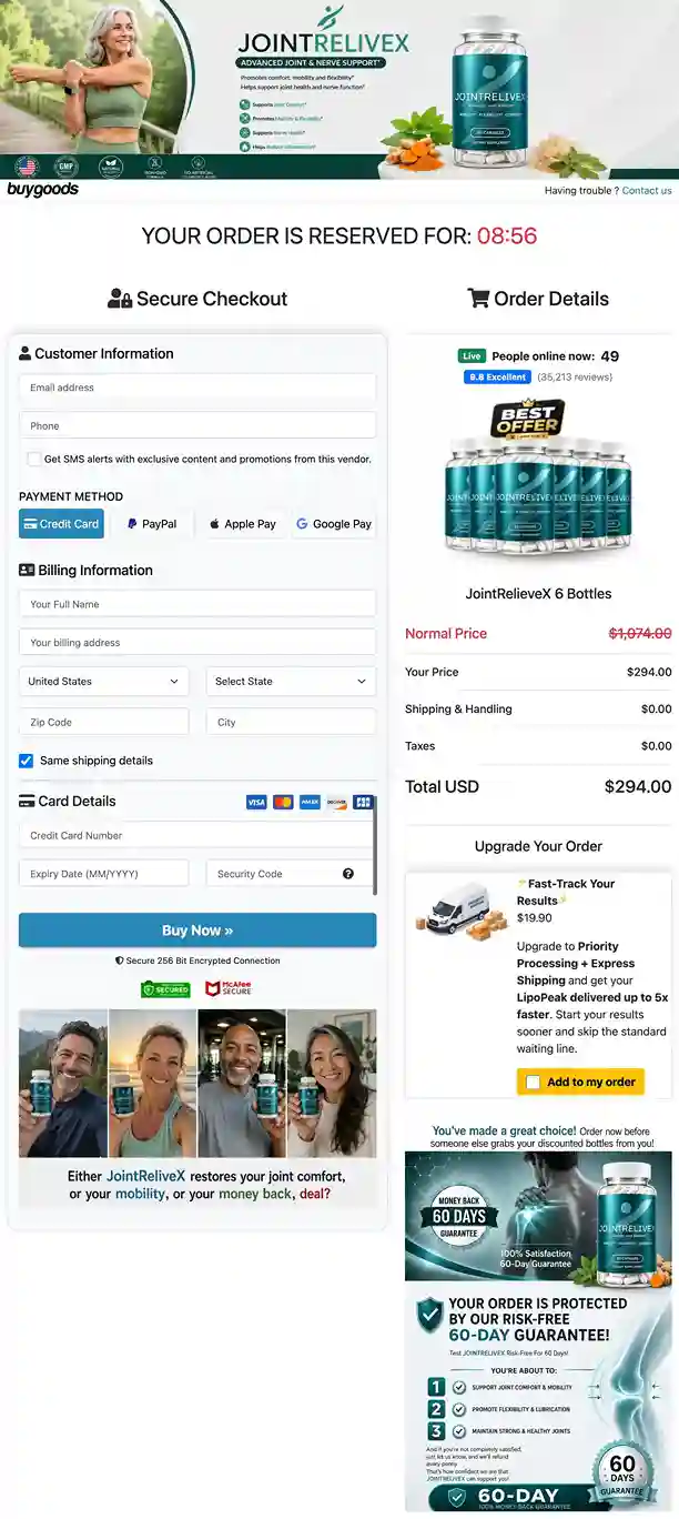 JointReliveX Secure Payment Checkout